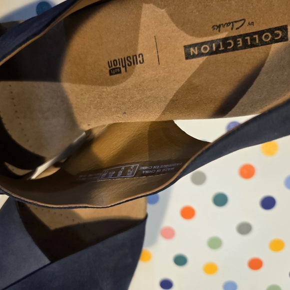 Clarks Collection Soft Cushion Annadell Eirwyn Platform Wedge Sandal 10 Navy Blu - Picture 9 of 11